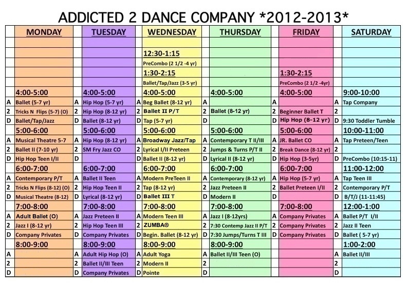 2012-2013 A2D Schedule